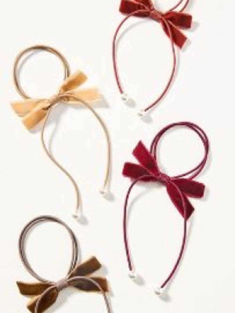 Anthropologie Velvet Bow Hair Ties-Set of 4